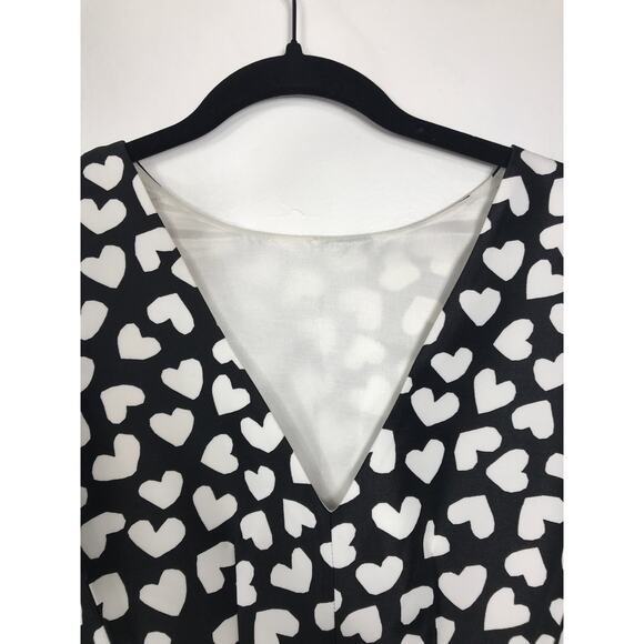 New Kate Spade Dancing Hearts Domino Short Dress Black Cream Feminine Cute Date - Picture 10 of 16